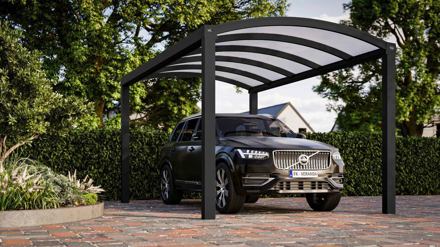 Tek araçlık siyah alüminyum carport