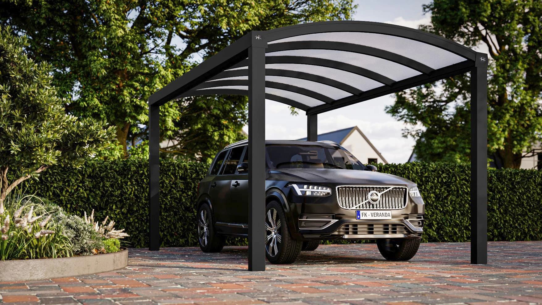 Tek araçlık siyah alüminyum carport