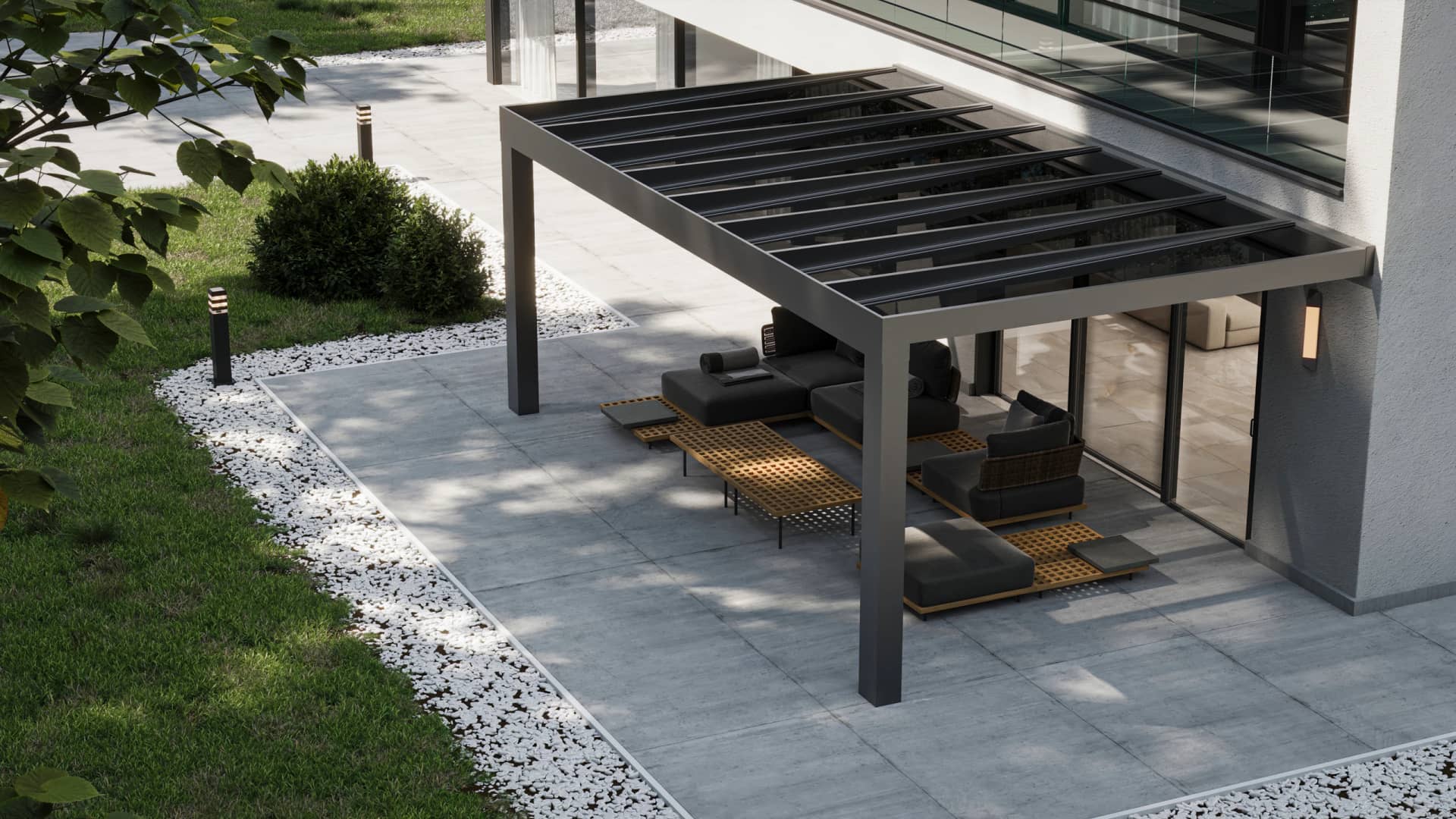Küp veranda çatı ve cephe birleşim detayı